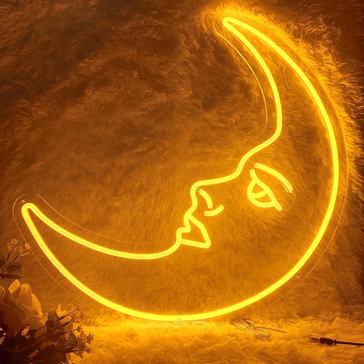 Neon Sign Party - Moon Face Neon Sign USB Dimmable