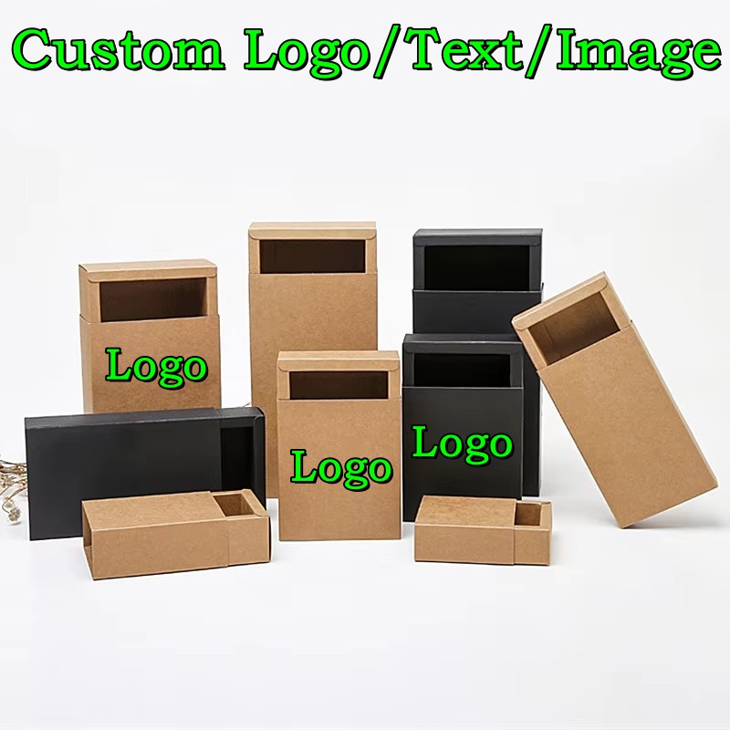 Event Party Box - 20PCS 350gsm Drawer Kraft Black Paper