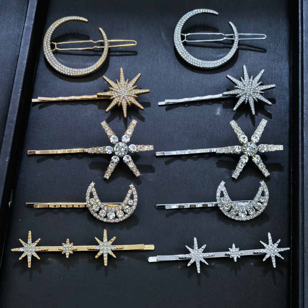 Event Suppliers - 3/4 Pcs Set Crystal Star Hairpins
