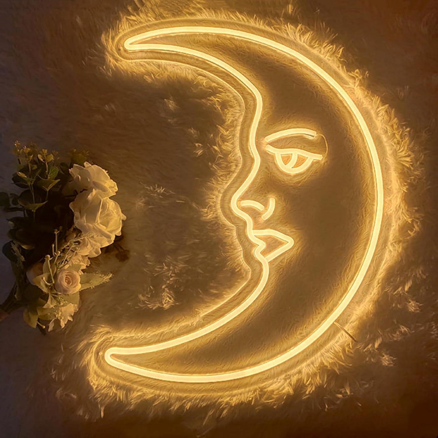 Moon Face Neon Sign USB Dimmab - Neon Sign Party review and price