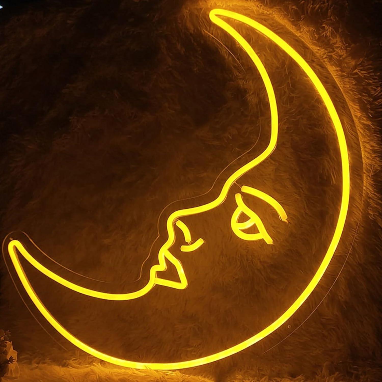 Moon Face Neon Sign USB Dimmab - Neon Sign Party review and price