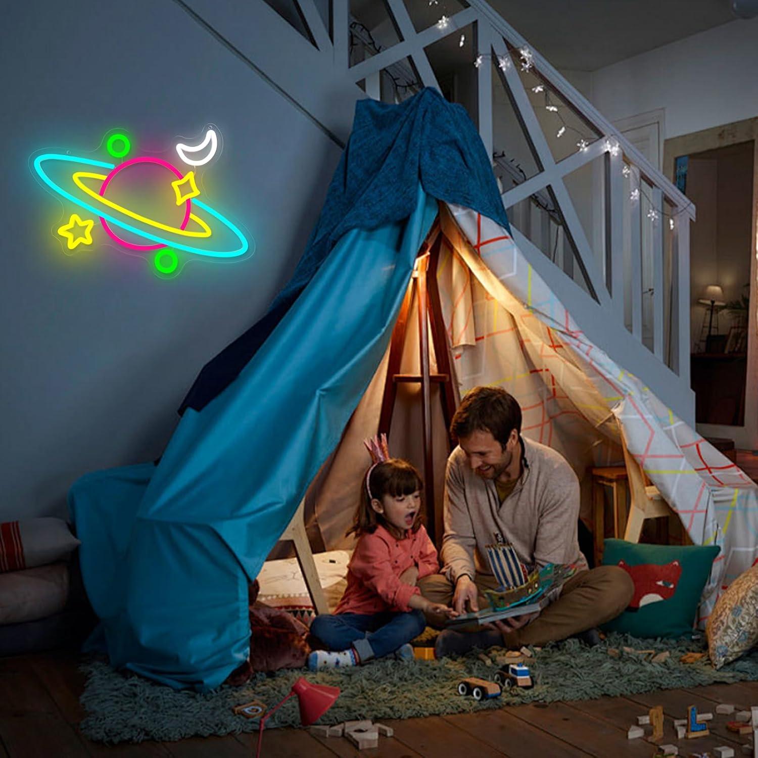 Planet Saturn Neon Sign USB Di - Neon Sign Party review and price