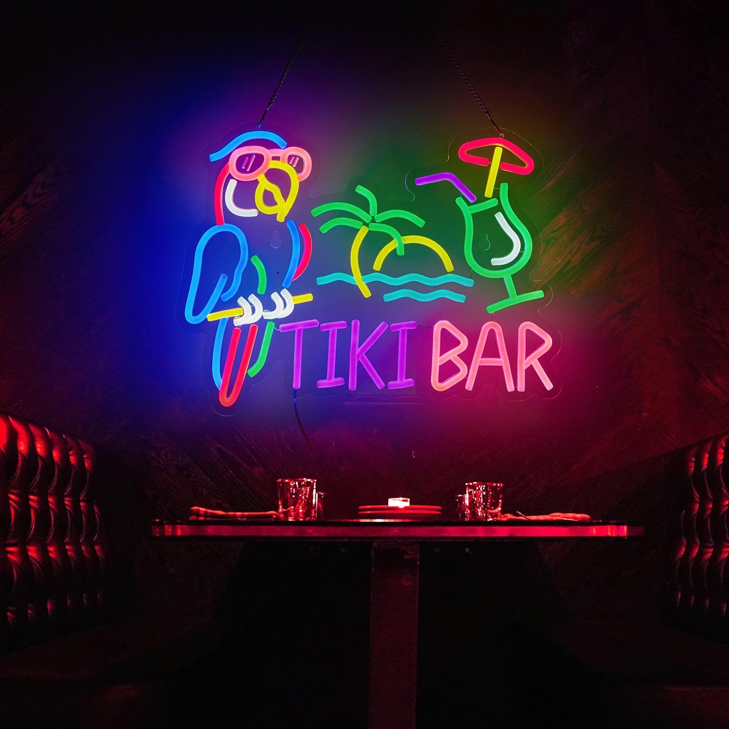 Tiki Bar Parrot Palm Tree Neon - Neon Sign Party review and price