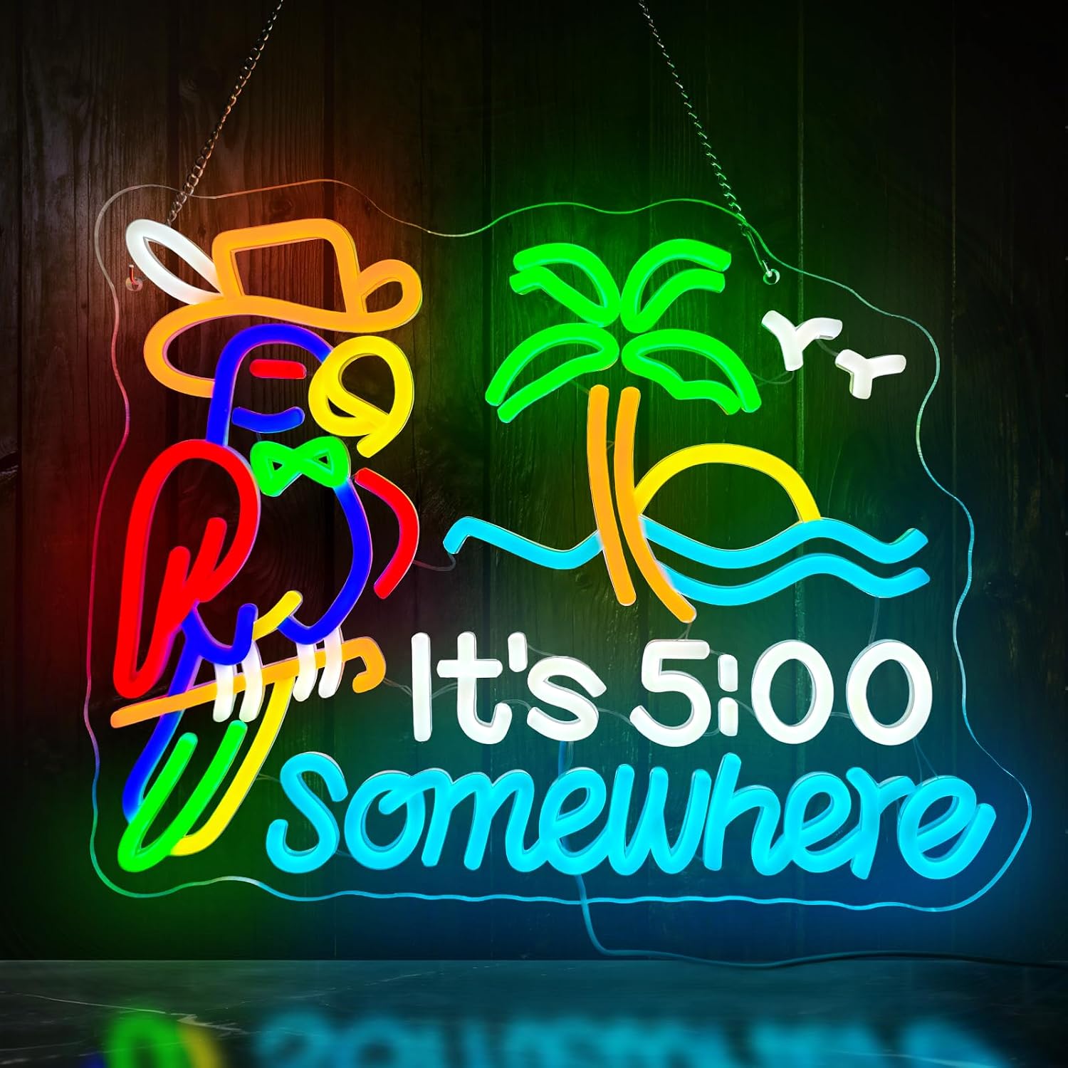Tiki Bar Parrot Palm Tree Neon - Neon Sign Party review and price